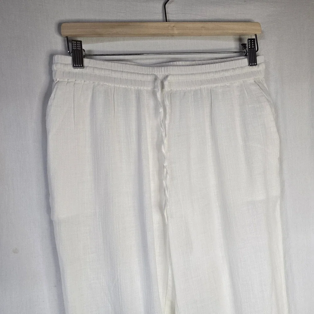 J. Crew‎ Beach Pants Women S White 100% Cotton Gauze Coastal Summer